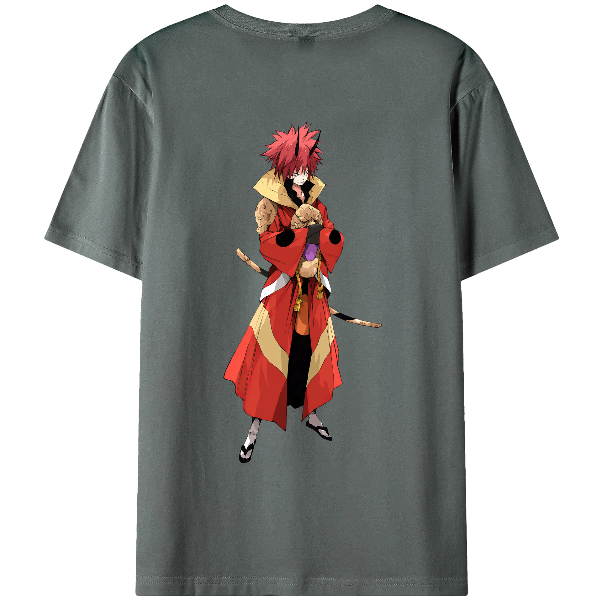 （画像用） 転スラ Regarding Reincarnated to Slime 綿100％ メンズ半袖Tシャツ（バックプリント） 通気性